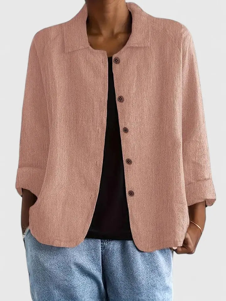 Maya | Baumwoll-Hemdjacke mit Knopfleiste für Damen