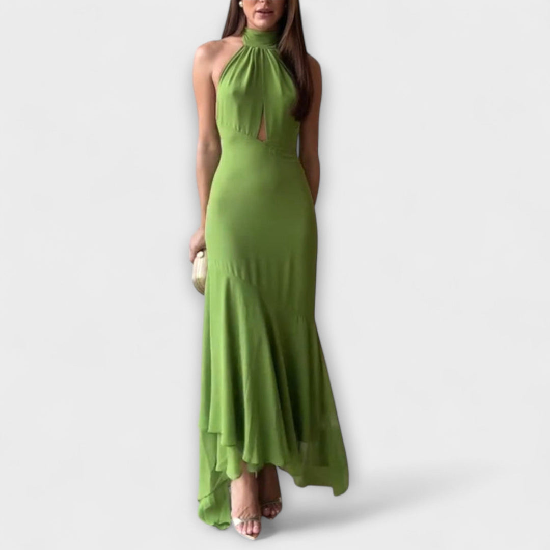 Elodie - Grünes asymmetrisches Maxikleid