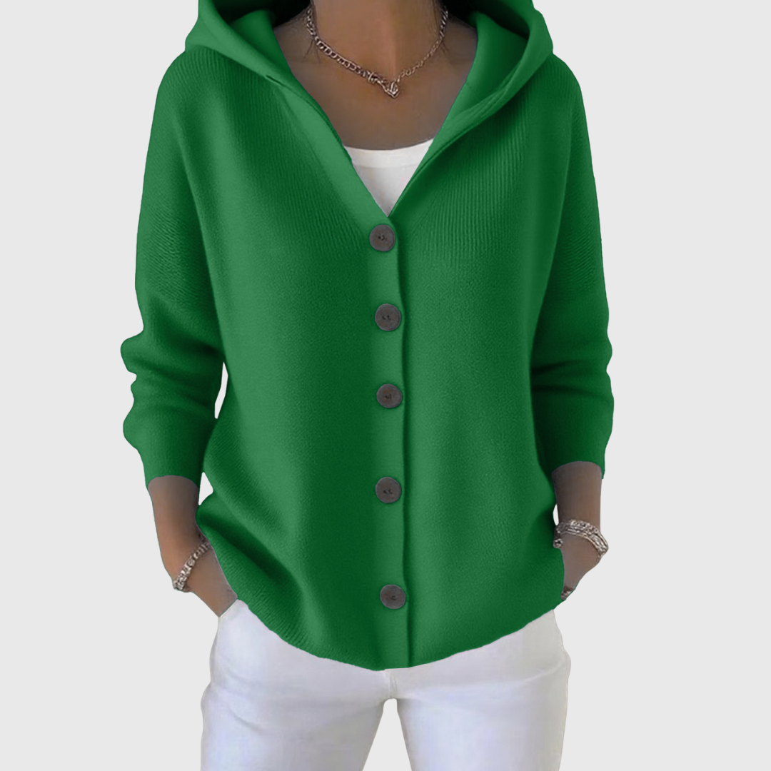 Pippa | Strickjacke mit Kapuze und Knopfleiste für Damen