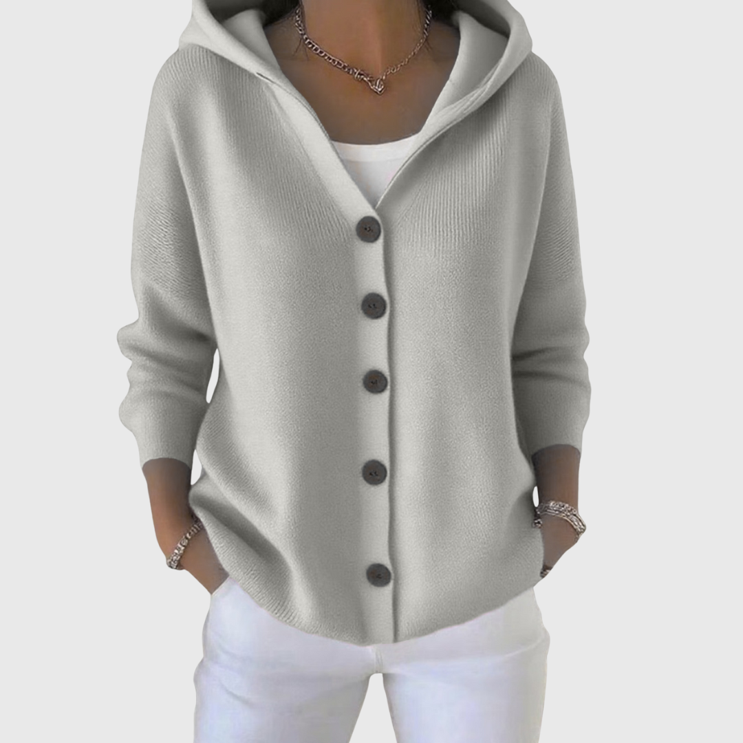 Pippa | Strickjacke mit Kapuze und Knopfleiste für Damen
