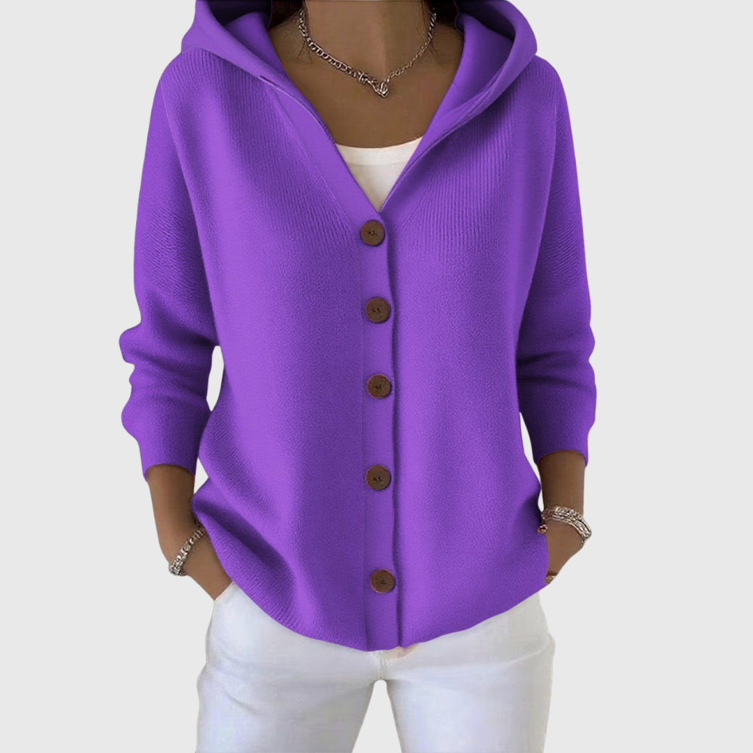 Pippa | Strickjacke mit Kapuze und Knopfleiste für Damen