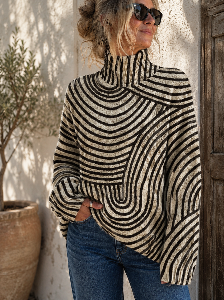 Ruth | Gestreifter Rollkragenpullover für Damen