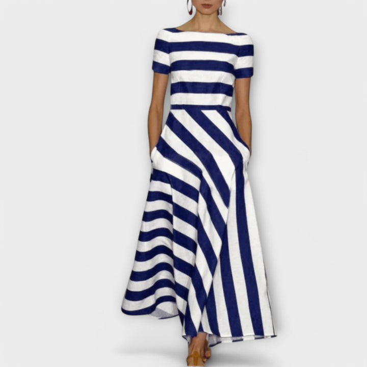Janell - Rot-weisses gestreiftes Maxikleid