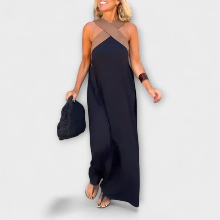 Delphine - Dunkelblauer Crossover-Jumpsuit