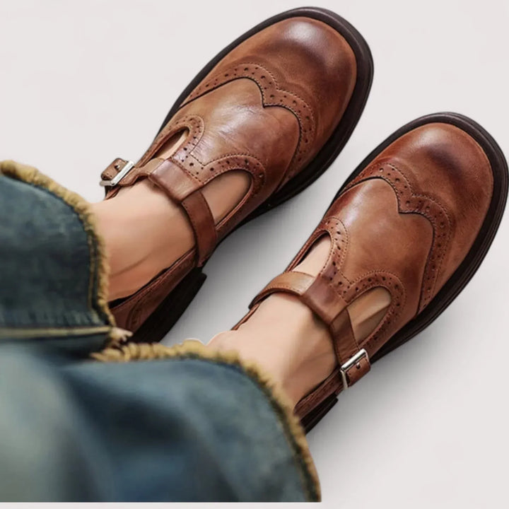 Claudia | Mary-Jane-Loafer aus Leder mit Lochmuster für Damen