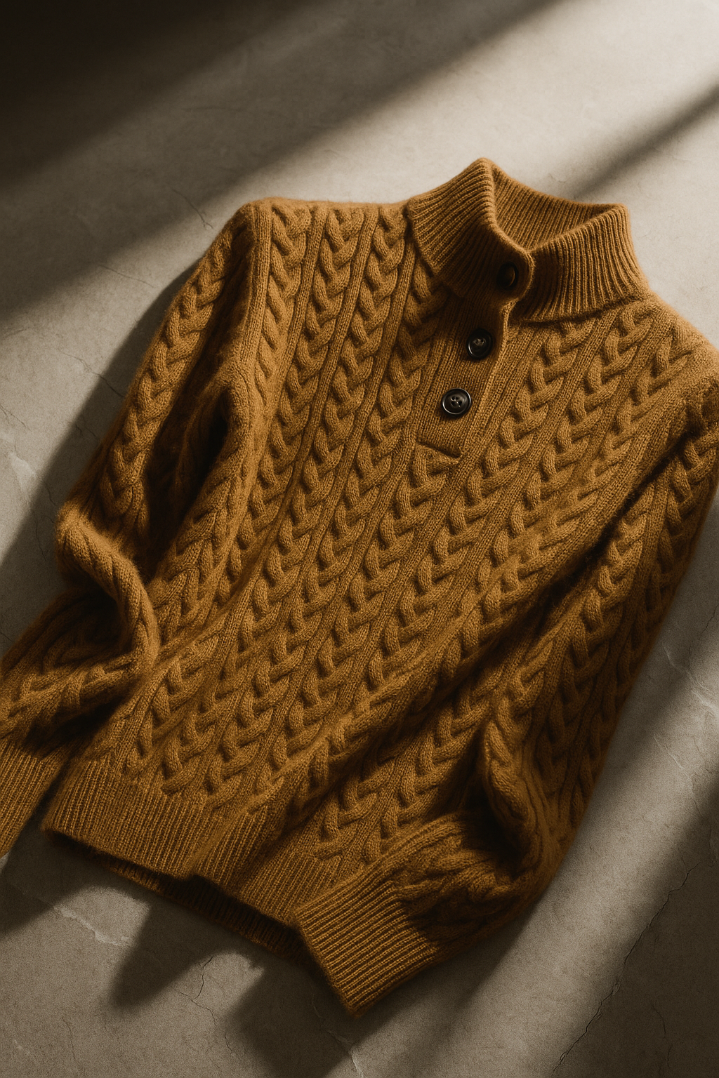 Nathalia | Zopfstrickpullover mit Knopfleiste am Kragen für Damen