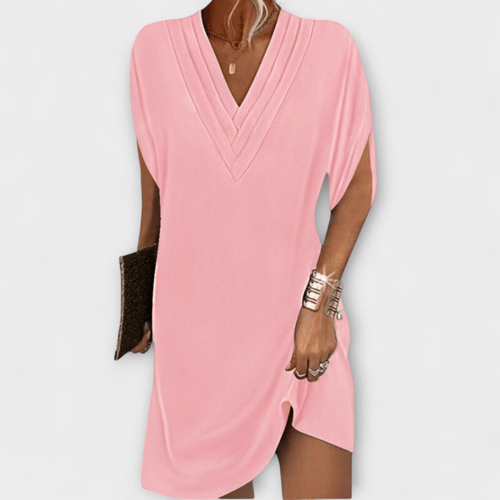 Apollonia - Schwarzes Elegantes Shift-Kleid mit V-Ausschnitt