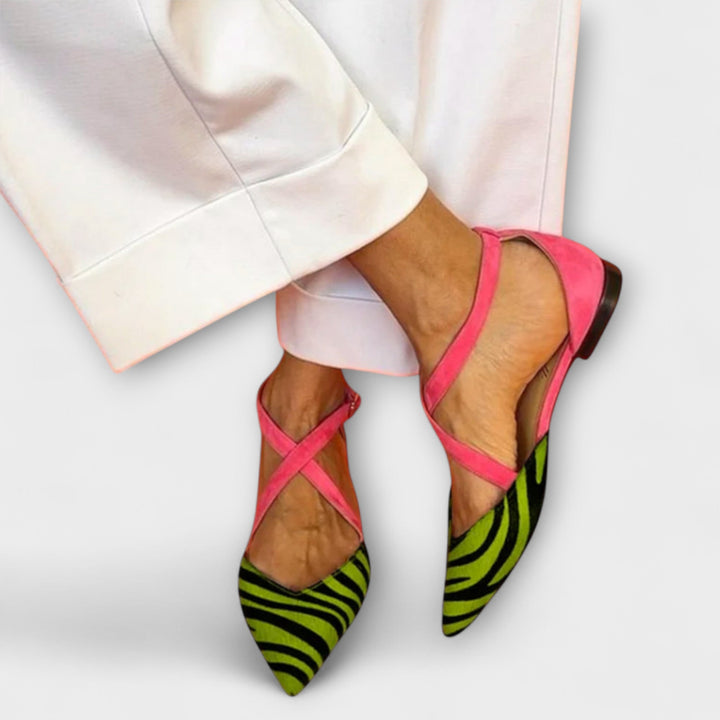 Friedlinde - Zebra-Ballerinas mit Riemen