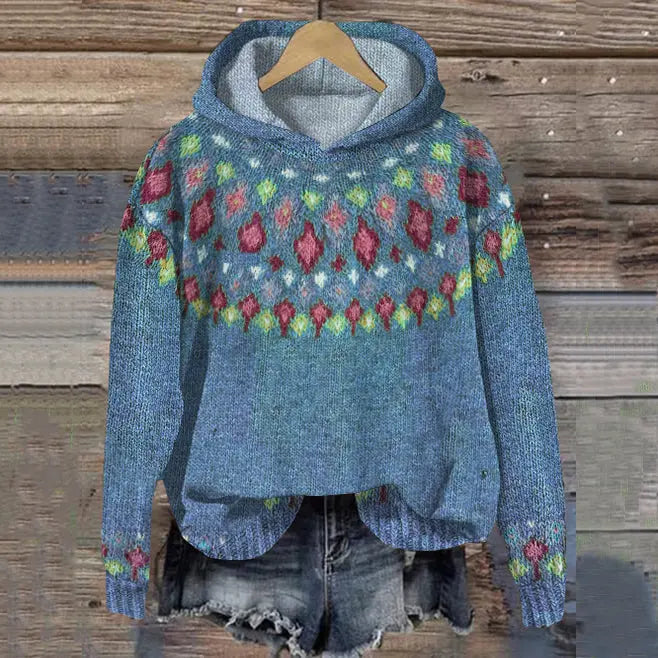 Amaya | Oversized-Kapuzenpullover mit Fair-Isle-Muster für Damen