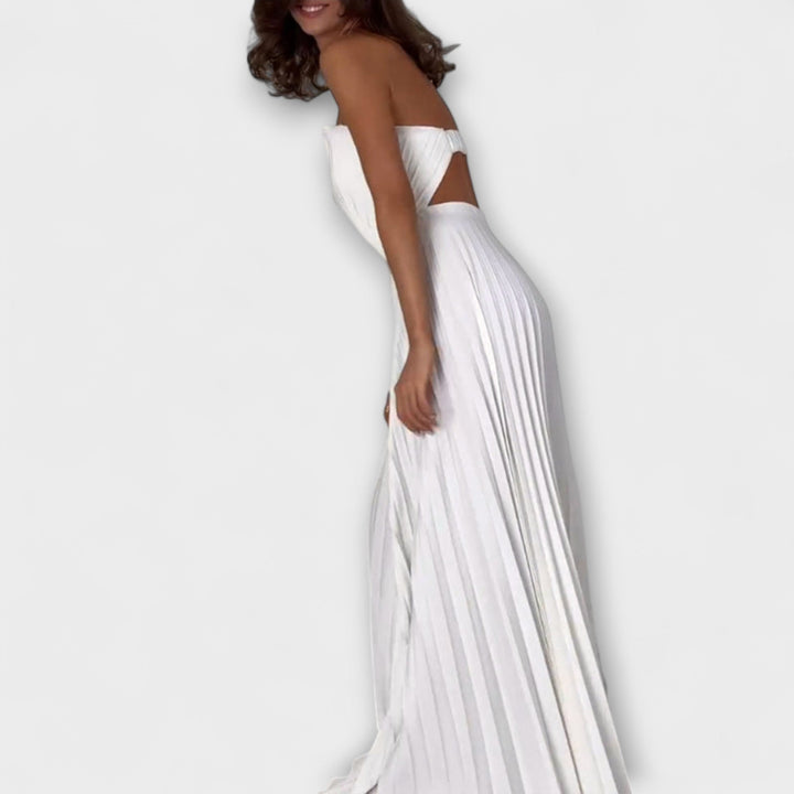 Athena - Cremefarbenes Faltenkleid