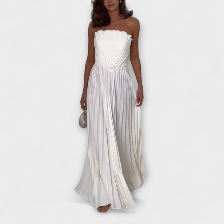 Athena - Cremefarbenes Faltenkleid