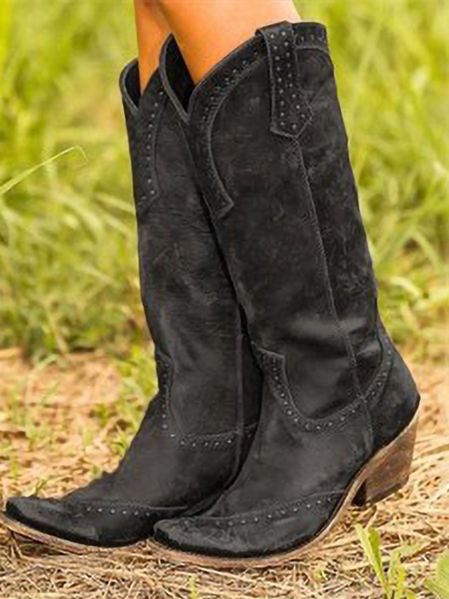Amaris | Kniehohe Cowboystiefel mit Nieten für Damen