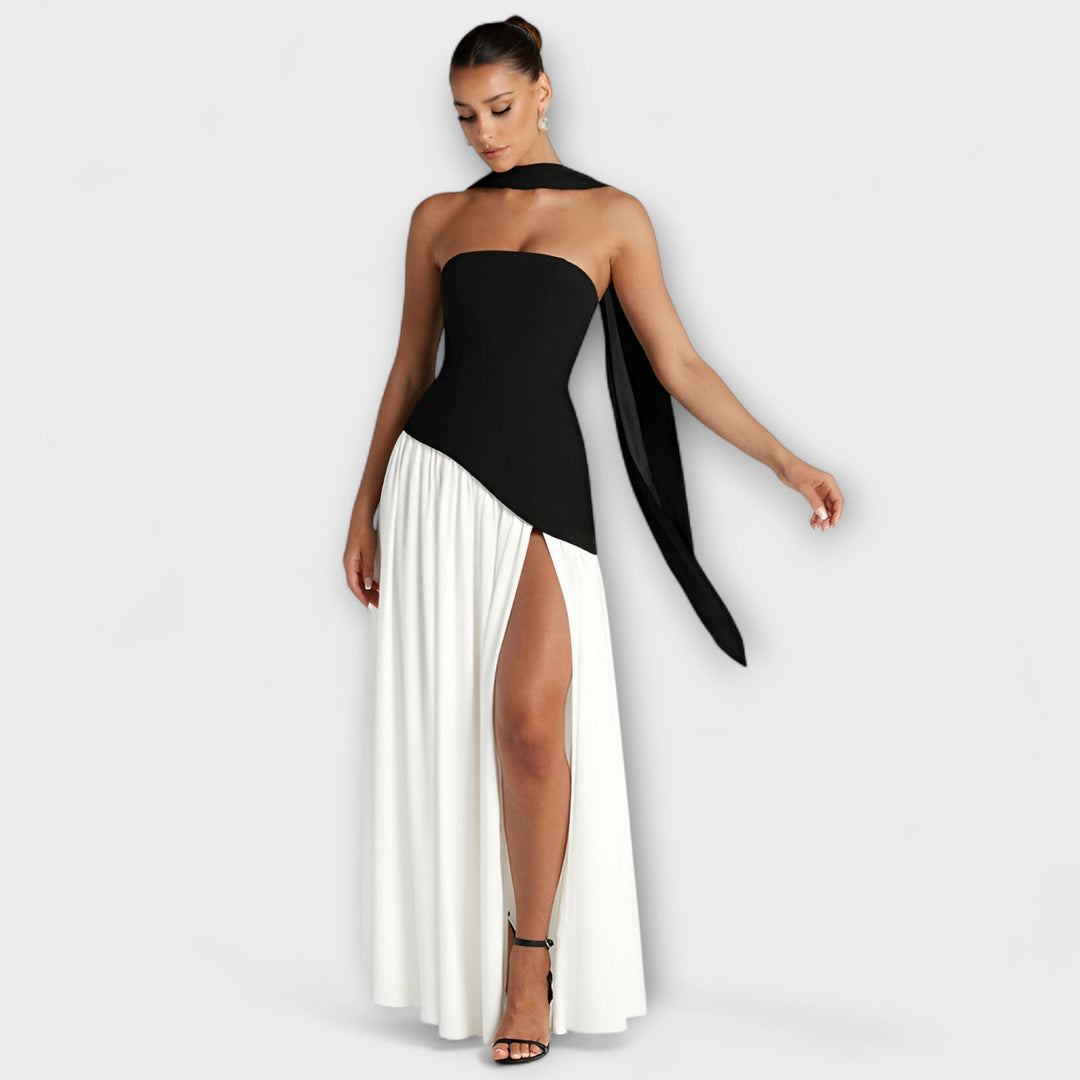 Tessa - Gelbes Maxikleid mit Schlitz
