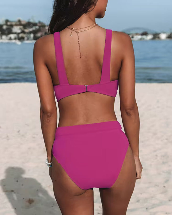 Wieke - Uni-Bikini mit hoher Taille