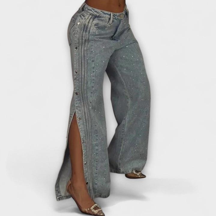 Brunhild - Strass-Hose mit Seitenschlitz