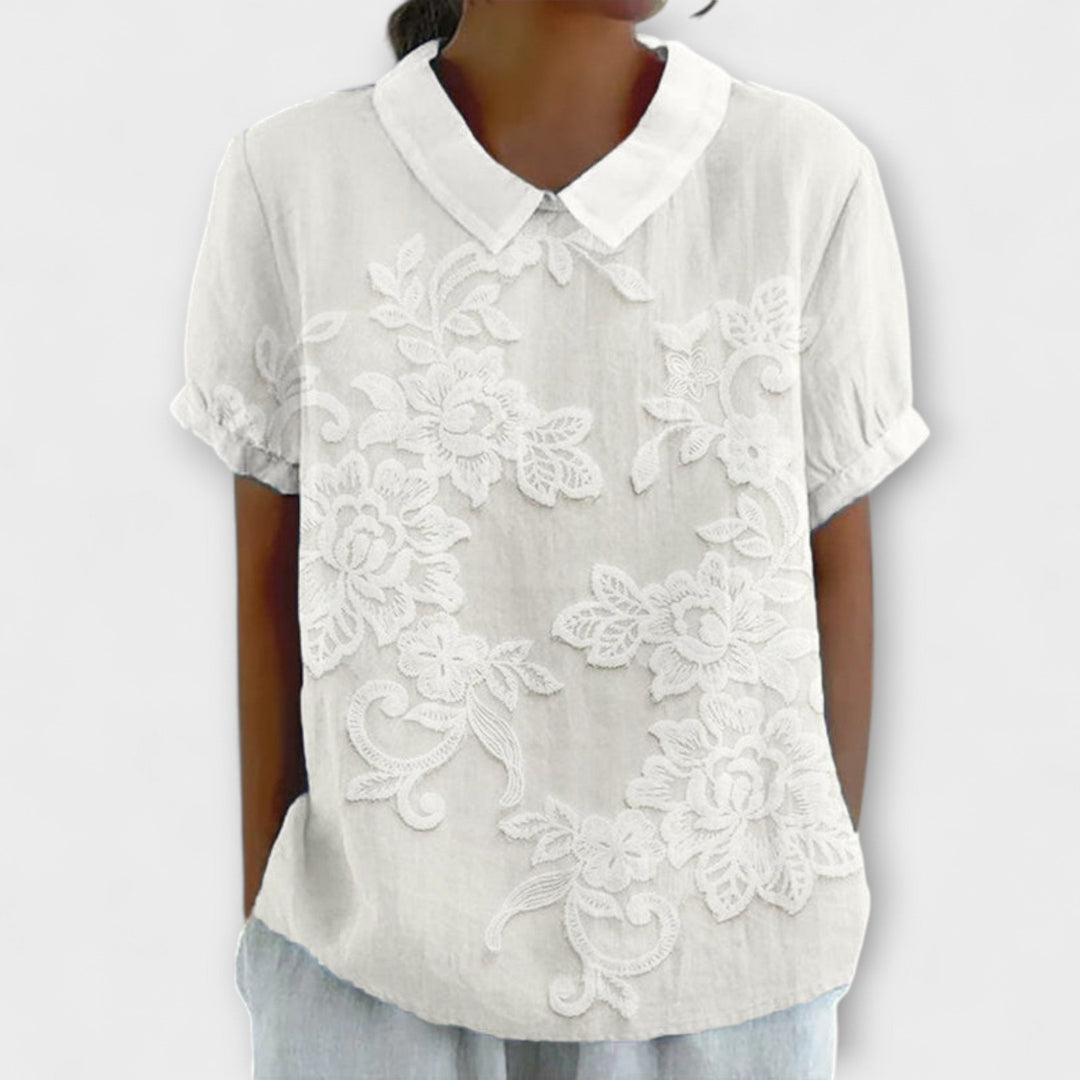 Emma - Weisses Hemd mit Vintage-Spitze