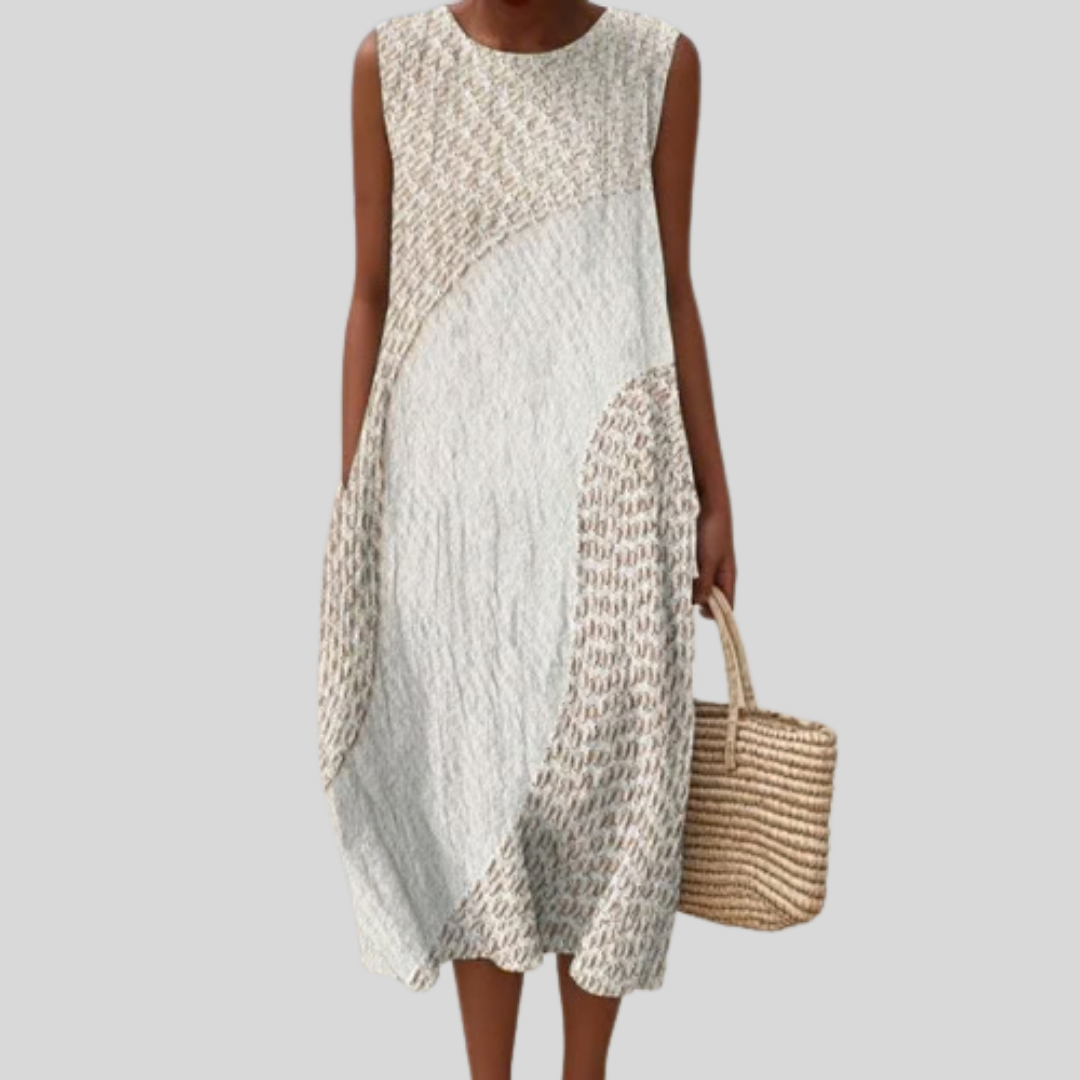 Cremefarbenes Kleid mit Spitzenmuster