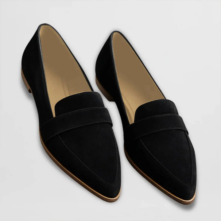 Ottilie - Schwarze Spitze Wildleder-Loafer