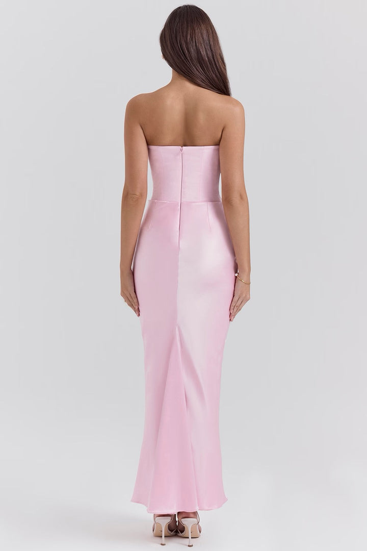 Aletheia | Trägerloses Damen-Maxikleid mit Raffung an der Hüfte für Hochzeitsgäste