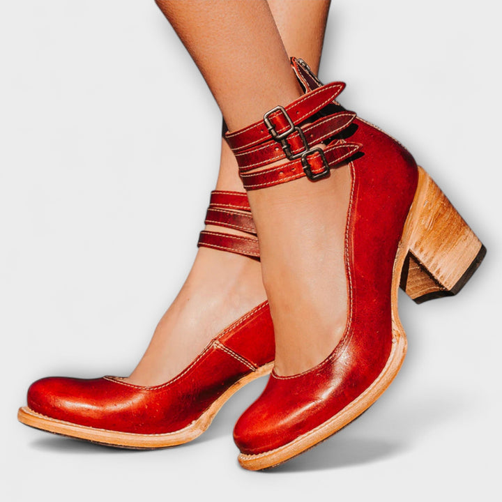 Marga - Lederstiefelette mit Drei Riemen