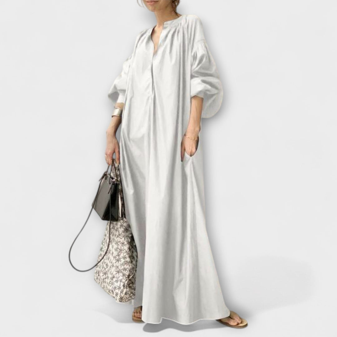 Gerhilde - Weisses elegantes Maxikleid