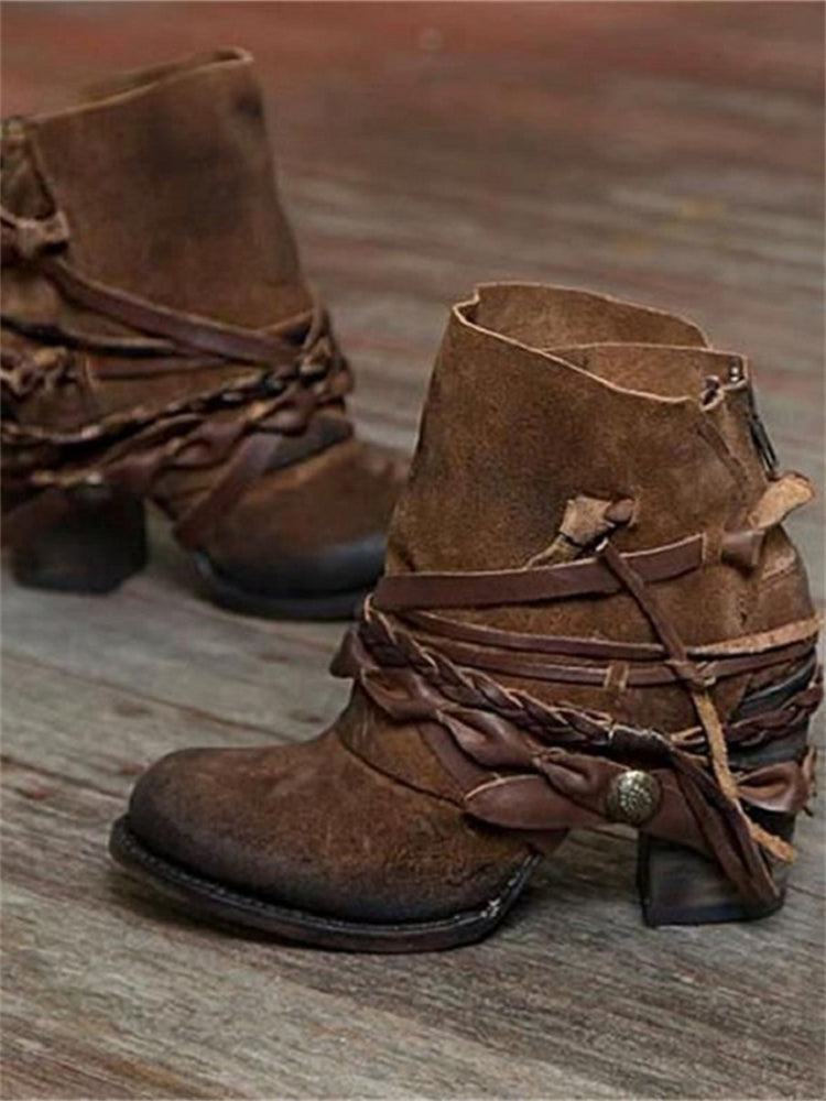 Genevieve | Schnürstiefeletten aus Wildleder mit Flechtdetails für Damen