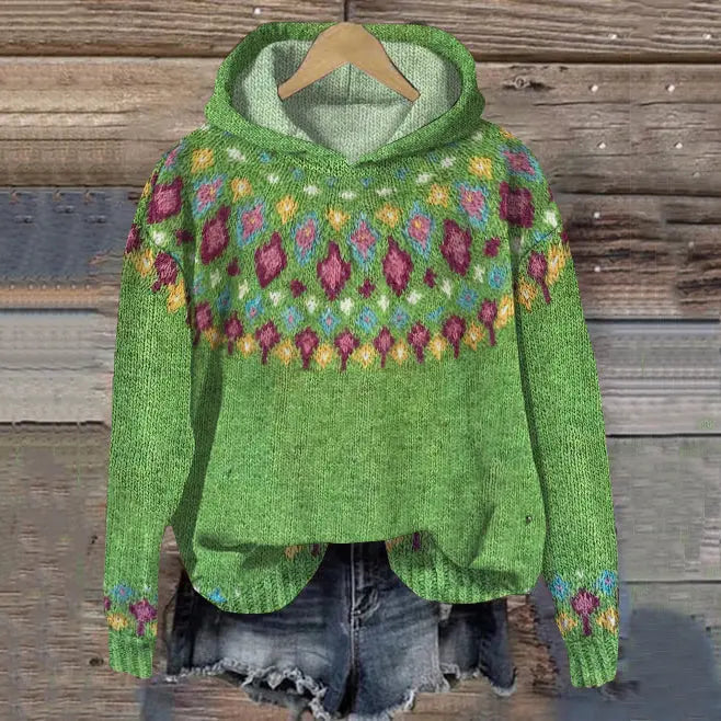 Amaya | Oversized-Kapuzenpullover mit Fair-Isle-Muster für Damen