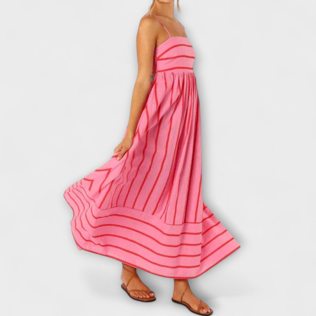 Svea - Rosa gestreiftes Maxikleid