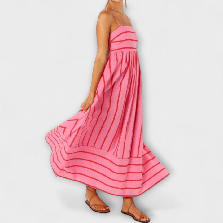 Svea - Rosa gestreiftes Maxikleid