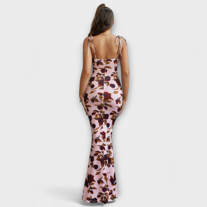 Thalia - Dunkelgrünes Maxikleid mit Blütenmuster