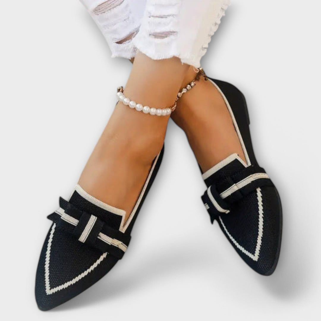 Mareike - Schwarze Spitze Slipper mit Schleife