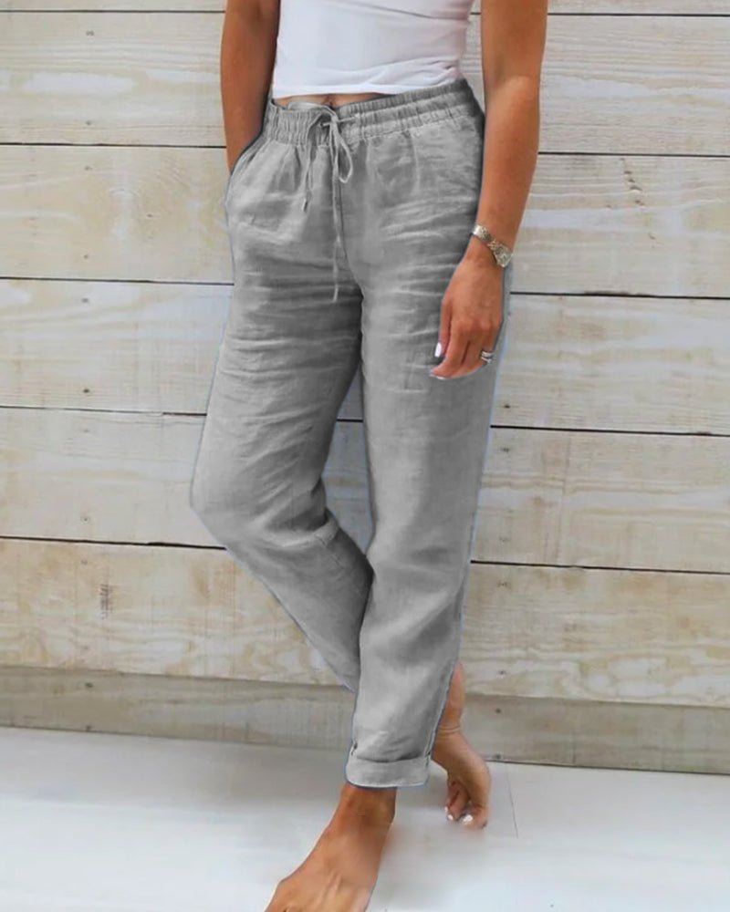 Brianna | Leinenhose mit geradem Bein und Tunnelzug für Damen