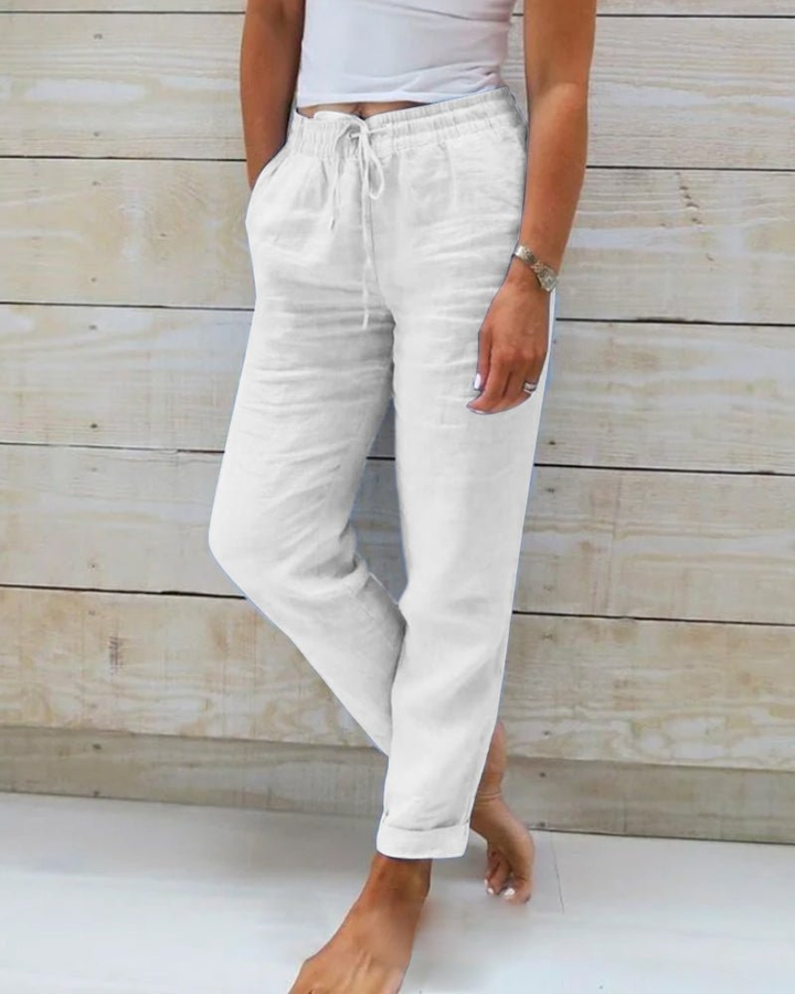 Brianna | Leinenhose mit geradem Bein und Tunnelzug für Damen