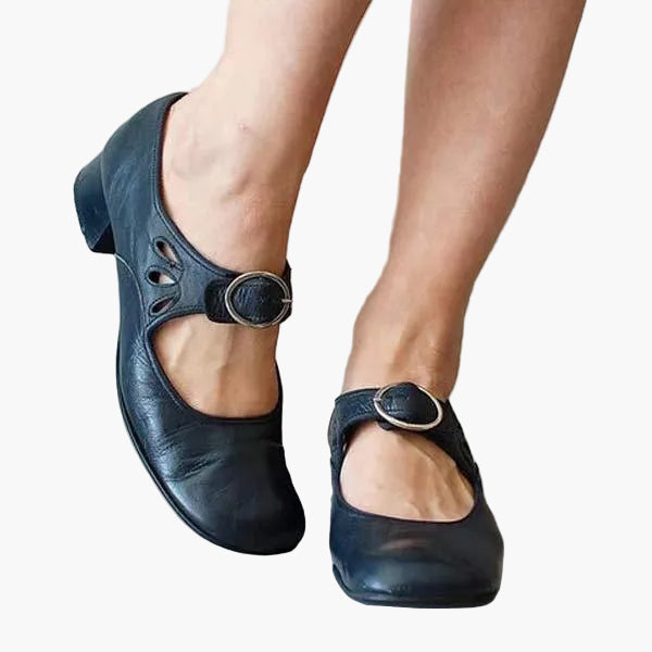 Anna -  Vintage-Stil – Elegante Alltagsschuhe mit Schnalle und Blockabsatz