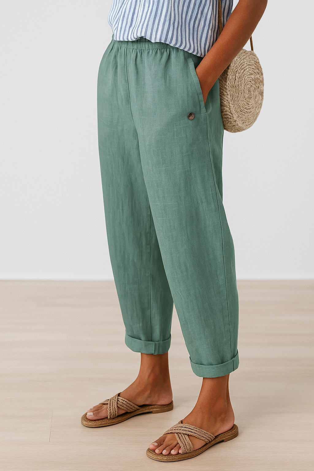 Rae | Leinenhose mit geradem Bein und Seitentaschen für Damen