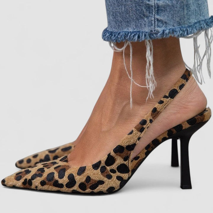 Liorina - Khaki-Pumps mit Leopardenmuster und spitzer Zehenpartie