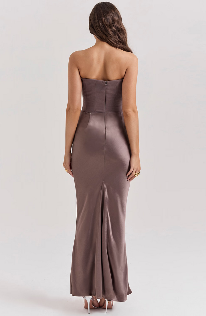 Aletheia | Trägerloses Damen-Maxikleid mit Raffung an der Hüfte für Hochzeitsgäste