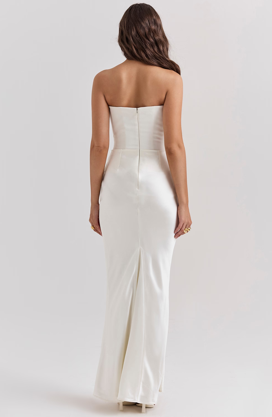 Aletheia | Trägerloses Damen-Maxikleid mit Raffung an der Hüfte für Hochzeitsgäste