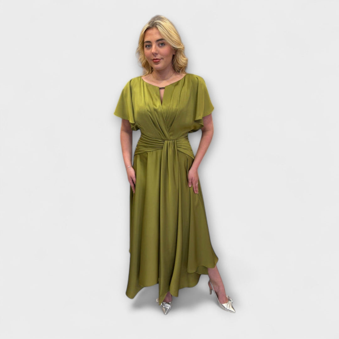 Anni - Olivgrünes drapiertes Rockkleid