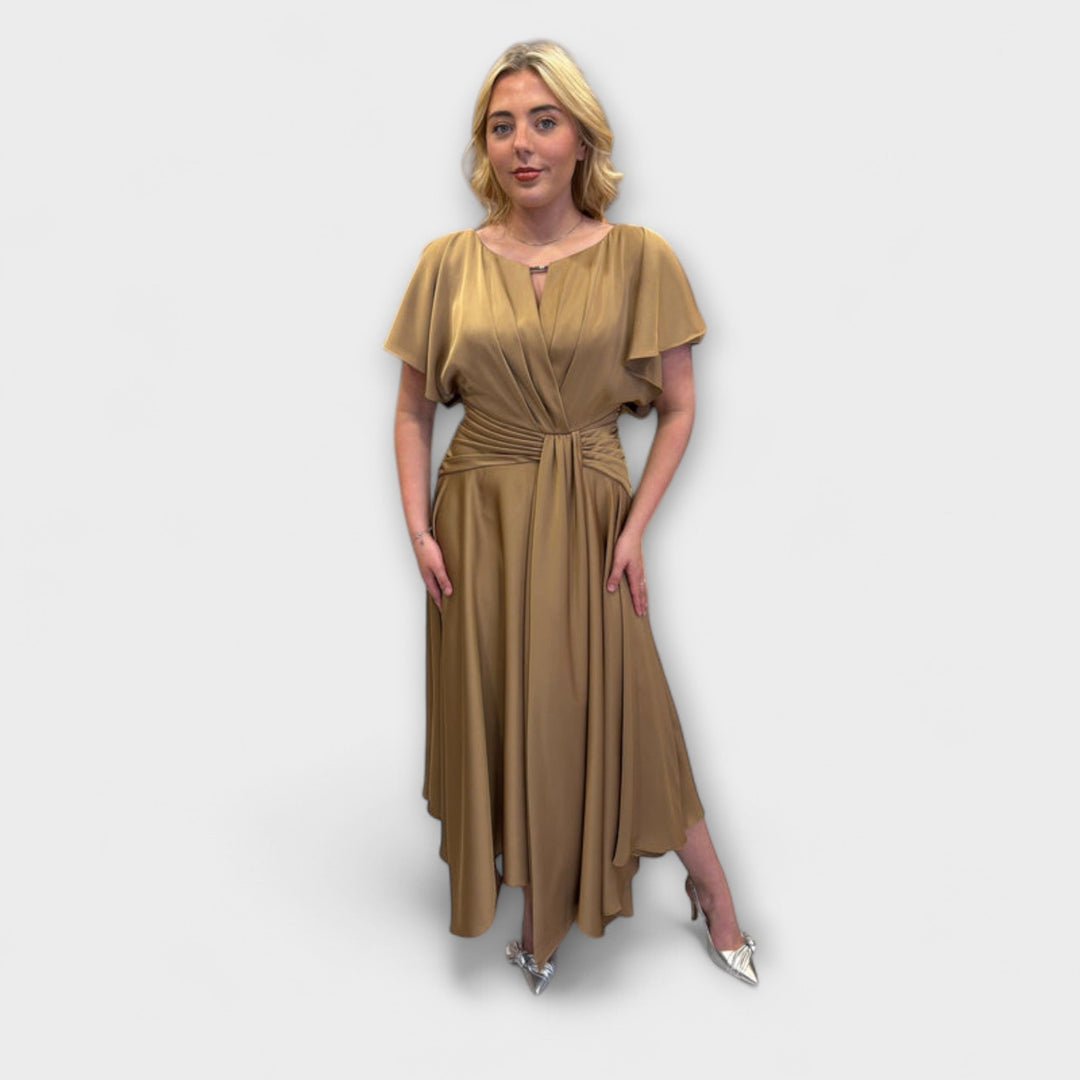 Anni - Olivgrünes drapiertes Rockkleid
