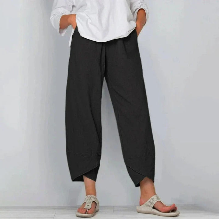 Penelope | Verkürzte Leinenhose mit weitem Bein für Damen