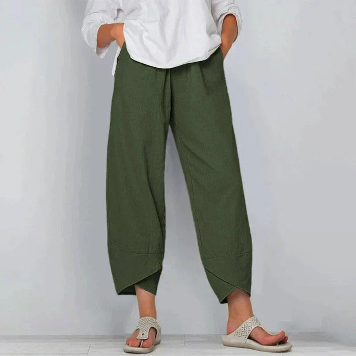 Penelope | Verkürzte Leinenhose mit weitem Bein für Damen