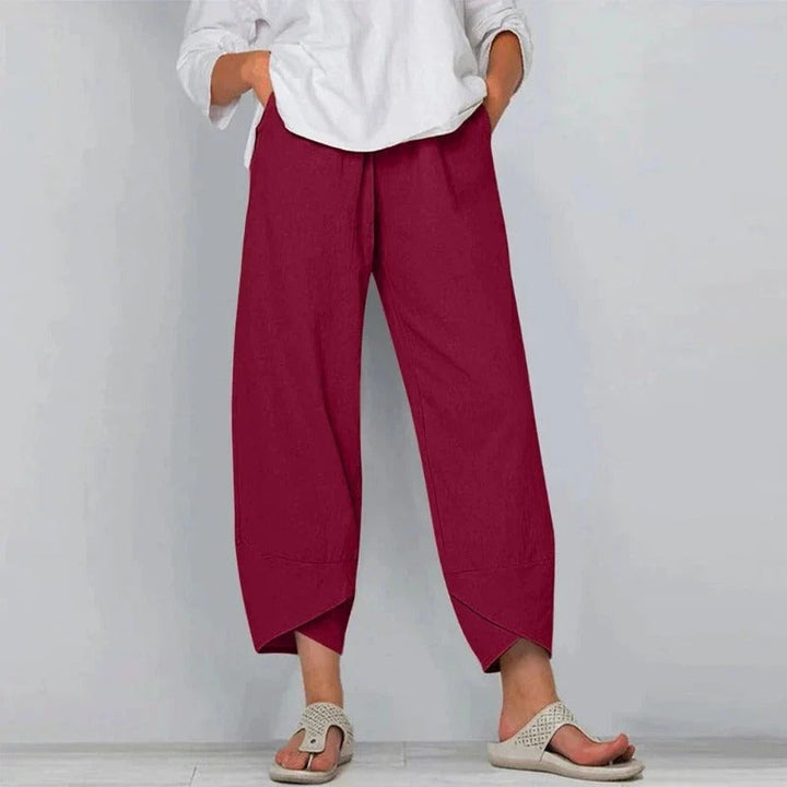 Penelope | Verkürzte Leinenhose mit weitem Bein für Damen