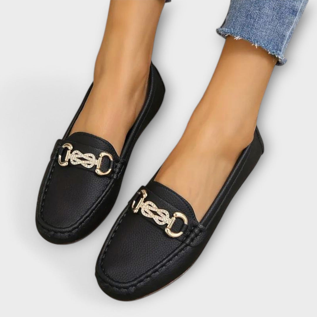 Adele - Schwarze Loafer mit Spange