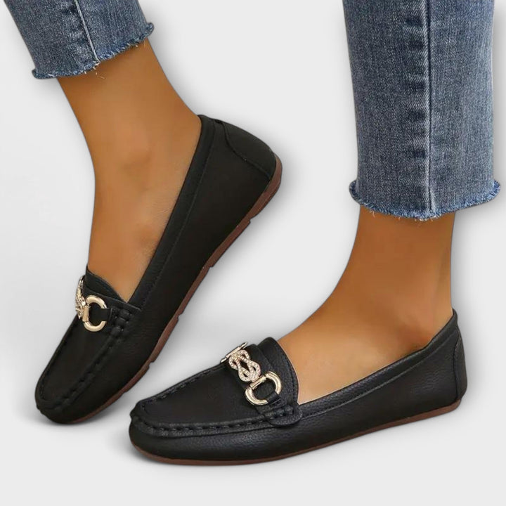 Liesbeth - Schwarze Loafer mit Spange