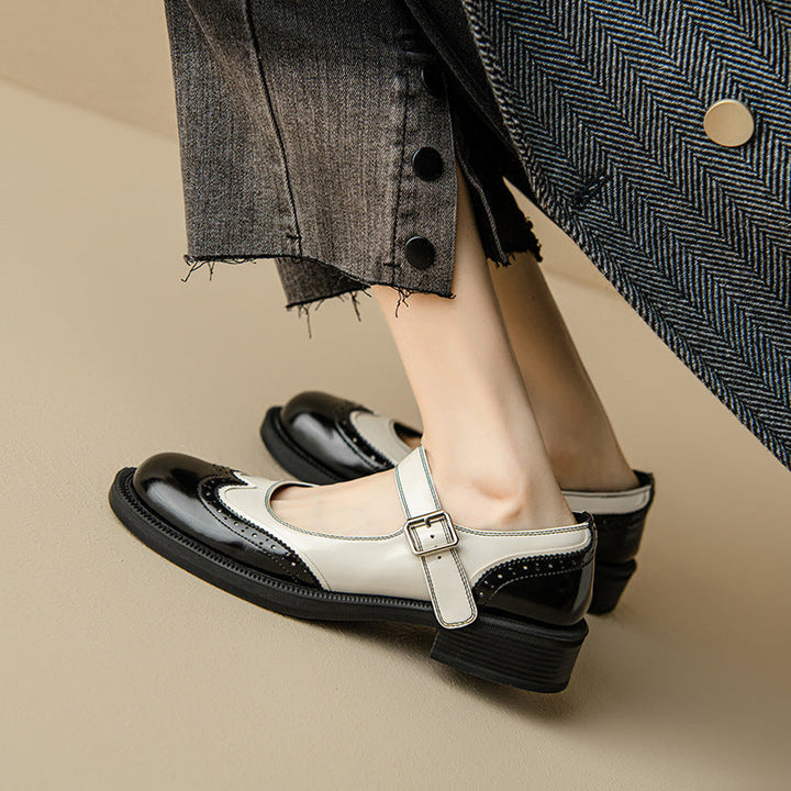 Leonie – Flache zweifarbige Mary-Jane-Schuhe