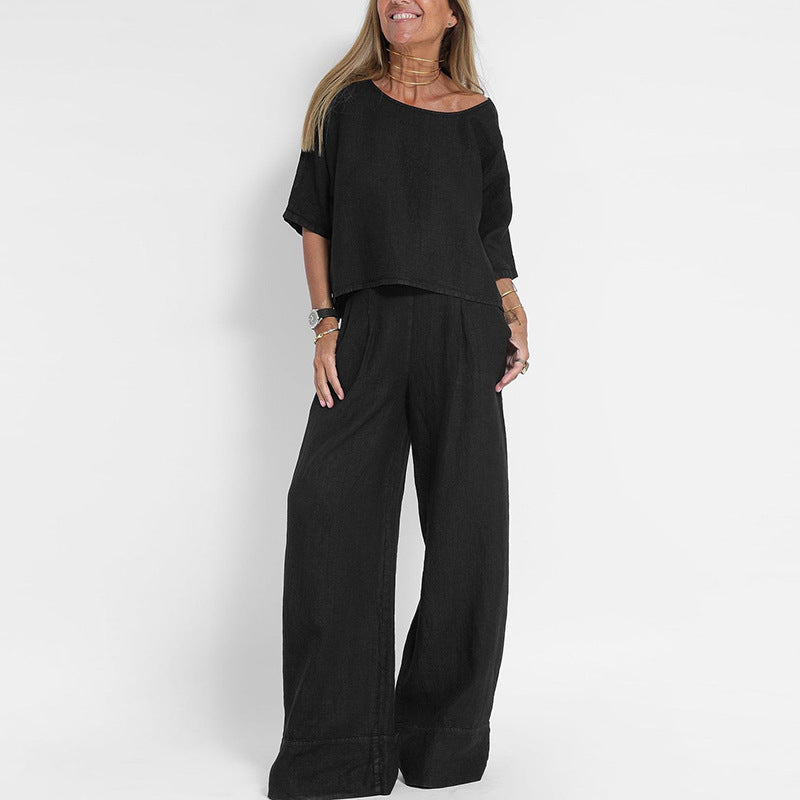 Candida | Leinen-Set mit lockerer Passform und weiter Hose für Damen