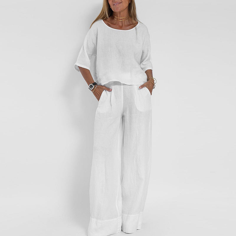Candida | Leinen-Set mit lockerer Passform und weiter Hose für Damen
