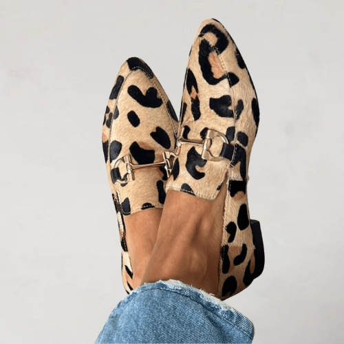 Violet | Spitze Loafer mit Tiermuster und Schnalle für Damen