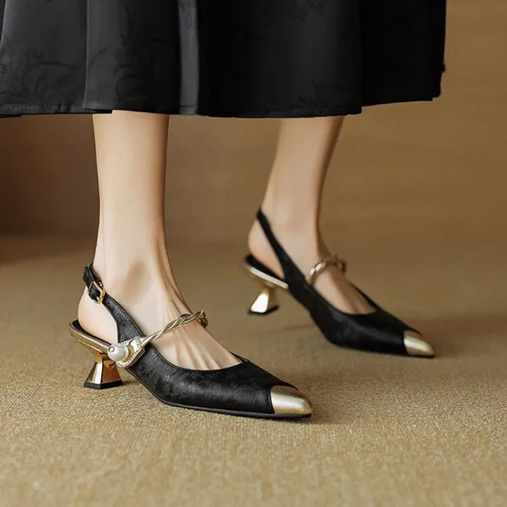 Margarete – Slingback-Pumps mit Perlenriemchen